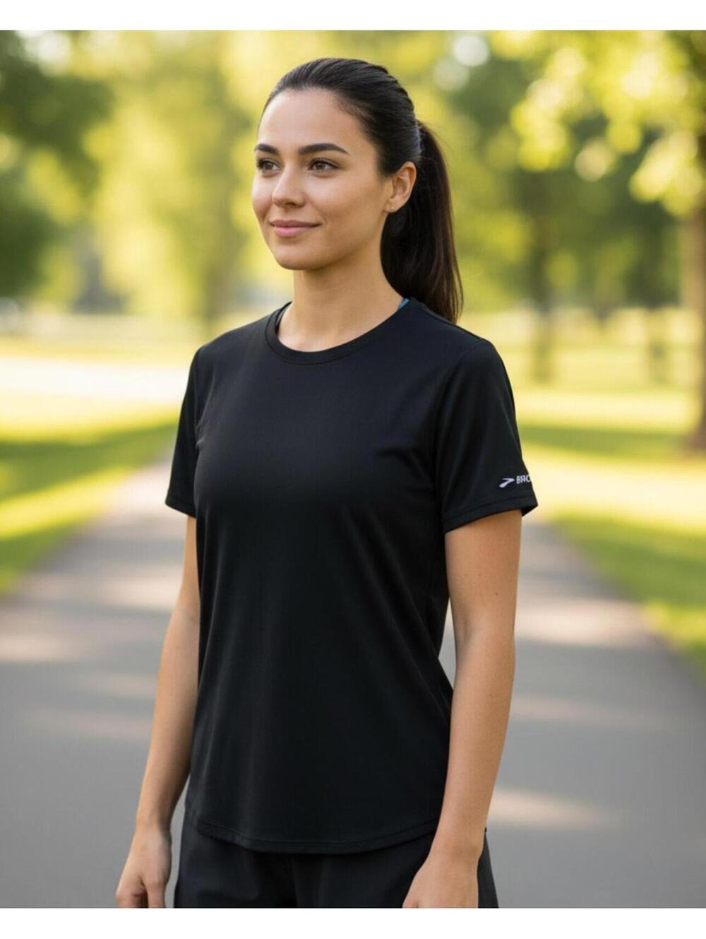 Brand New with Tags Women's Brooks Podium SS Black T-Shirt Large